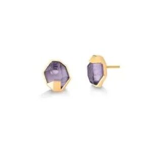 Brand new Maria dolores amethyst gold plated earrings real gem stone